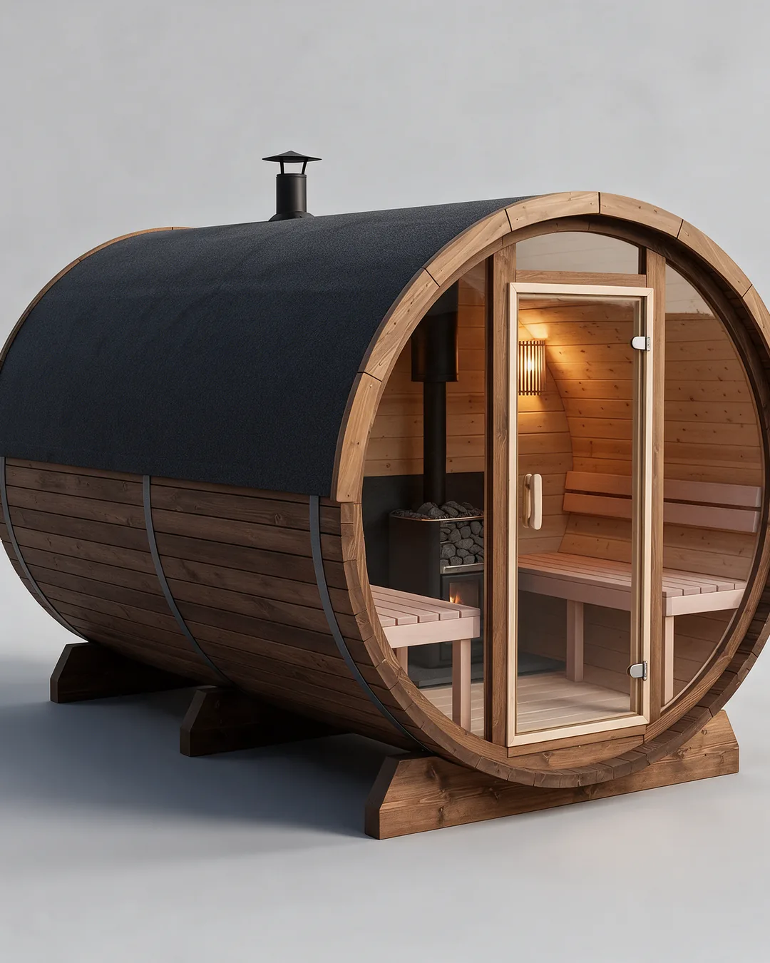 Render 3D sauny beczkowej